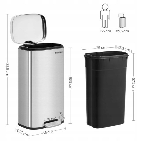 Kosz na śmieci SONGMICS 30L stal nierdzewna pedał Softclose