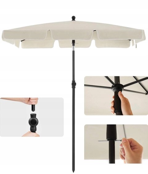 Parasol ogrodowy SONGMICS UPF50+ 180x125 cm beżowy z torbą