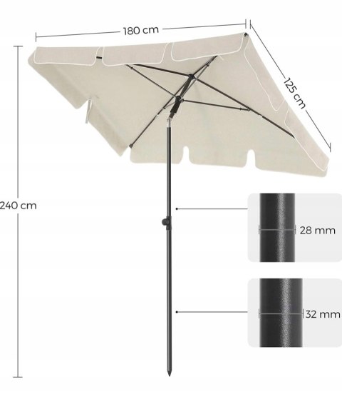 Parasol ogrodowy SONGMICS UPF50+ 180x125 cm beżowy z torbą