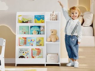Regał Montessori dziecięcy 4 półki + 3 schowki biały 90 cm