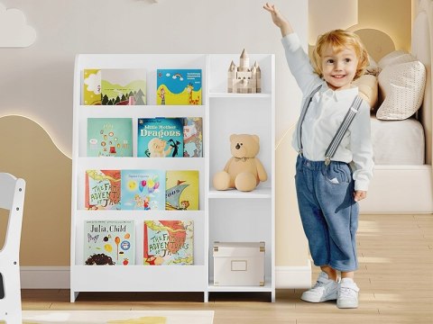 Regał Montessori dziecięcy 4 półki + 3 schowki biały 90 cm Regał Montessori dziecięcy 4 półki + 3 schowki biały 90 cm