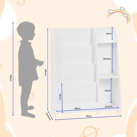 Regał Montessori dziecięcy 4 półki + 3 schowki biały 90 cm Regał Montessori dziecięcy 4 półki + 3 schowki biały 90 cm