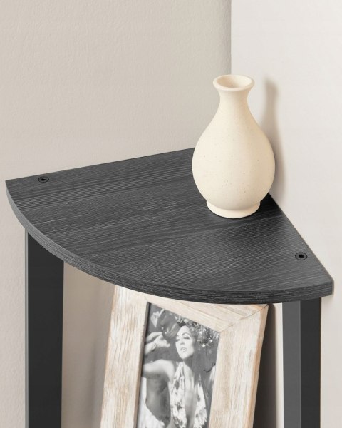 Regał narożny drabinkowy 4 półki MDF stal 125 cm mat czarny Regał narożny drabinkowy 4 półki MDF stal 125 cm mat czarny
