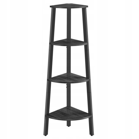 Regał narożny drabinkowy 4 półki MDF stal 125 cm mat czarny Regał narożny drabinkowy 4 półki MDF stal 125 cm mat czarny