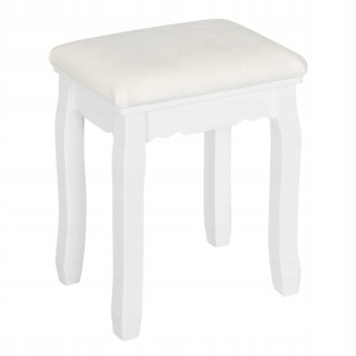 Stołek do makijażu biały z aksamitu 135kg MDF drewno elegancki WOLTU