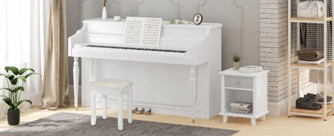 Stołek do makijażu biały z aksamitu 135kg MDF drewno elegancki WOLTU