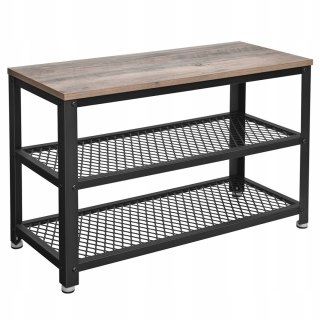 VASAGLE Ławka na buty z półkami i siedziskiem 73×30×45 cm szaro-czarna