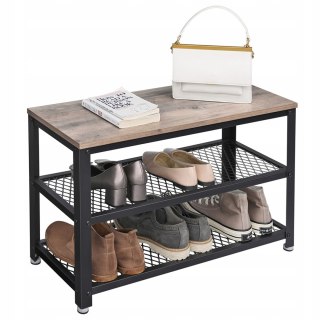 VASAGLE Ławka na buty z półkami i siedziskiem 73×30×45 cm szaro-czarna