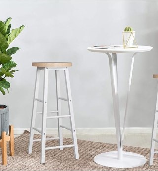 WOLTU stołek barowy loft 71cm jasny dąb 2 sztuki stalowy stabilny