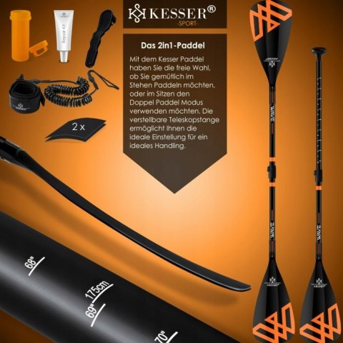 Deska SUP KESSER GTX PRO 350 cm + Akcesoria | Udźwig 150 kg
