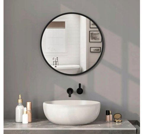 Lustro okrągłe WOLTU 60 cm czarna rama nowoczesne do łazienki Lustro okrągłe WOLTU 60 cm czarna rama nowoczesne do łazienki