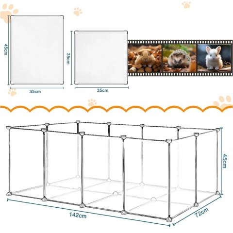 Ogrodzenie dla królika kota świnki DIY 12 paneli 145x75x46 cm