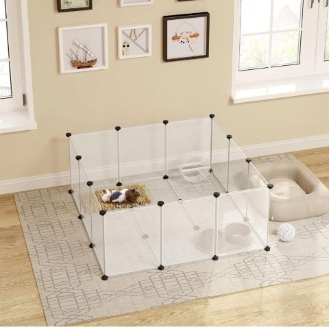 Ogrodzenie dla królika kota świnki DIY 12 paneli 145x75x46 cm