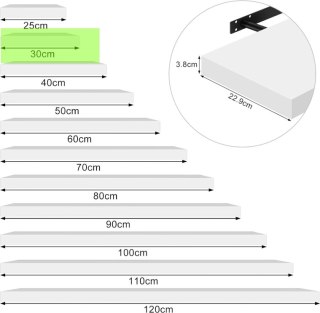Półka wisząca WOLTU RG9489ws 30x23x3,8 cm biała MDF na książki