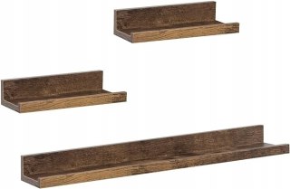 Regał ścienny 3-częściowy WOLTU Vintage brązowy MDF półki