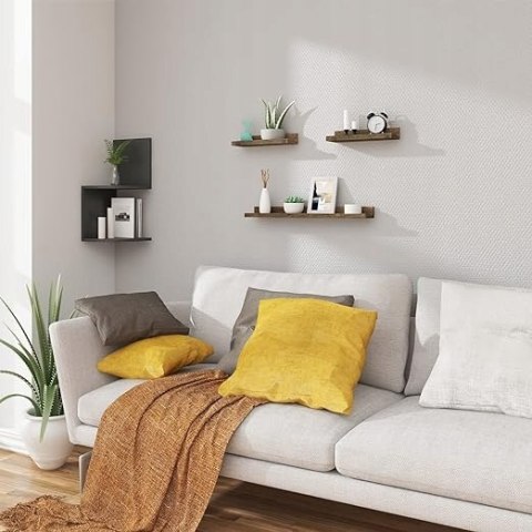 Regał ścienny 3-częściowy WOLTU Vintage brązowy MDF półki Regał ścienny 3-częściowy WOLTU Vintage brązowy MDF półki