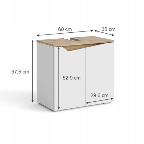 SZAFKA ŁAZIENKOWA POD UMYWALKĘ 60CM 2 DRZWI DESIGN NOWOCZESNY