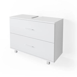 SZAFKA ŁAZIENKOWA POD UMYWALKĘ STOJĄCA 80CM 2 SZUFLADY BIAŁA