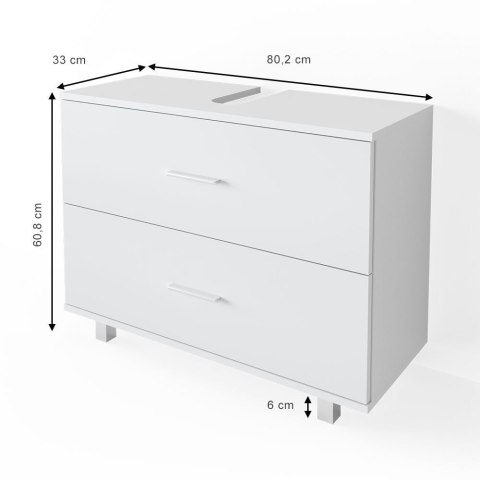 SZAFKA ŁAZIENKOWA POD UMYWALKĘ STOJĄCA 80CM 2 SZUFLADY BIAŁA SZAFKA ŁAZIENKOWA POD UMYWALKĘ STOJĄCA 80CM 2 SZUFLADY BIAŁA