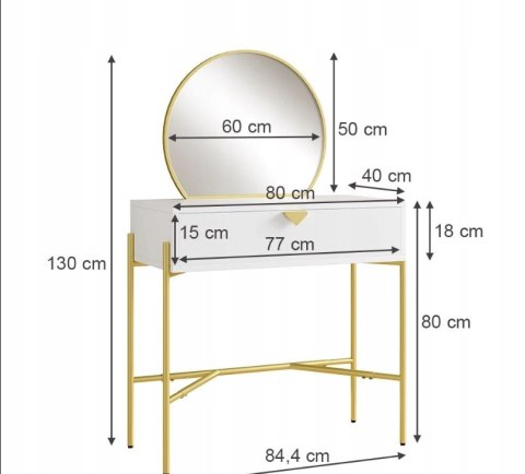 TOALETKA Z LUSTREM SZUFLADA NOWOCZESNA DO MAKIJAŻU 84 CM TOALETKA Z LUSTREM SZUFLADA NOWOCZESNA DO MAKIJAŻU 84 CM