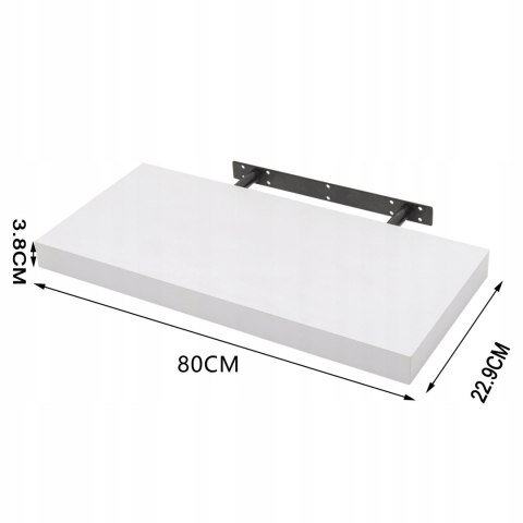 WOLTU Regał ścienny MDF biały 80x22,9 cm na książki CD DVD