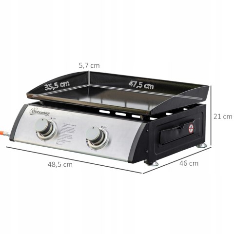 GRILL GAZOWY STOŁOWY TURYSTYCZNY 2 PALNIKI EMALIA OUTDOOR