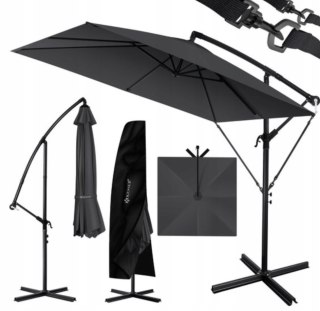 OGRODOWY PARASOL BOCZNY Z KORBĄ LED SOLARNY WODOODPORNY UV