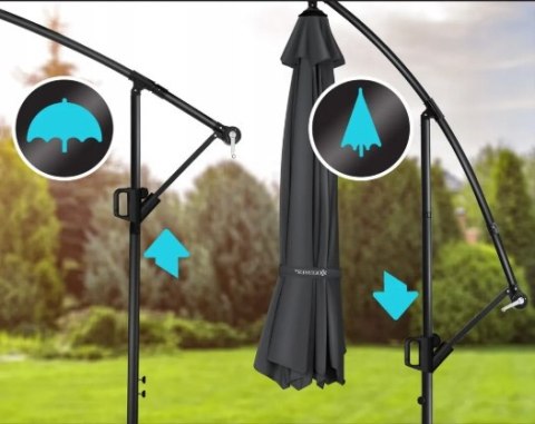 OGRODOWY PARASOL BOCZNY Z KORBĄ LED SOLARNY WODOODPORNY UV OGRODOWY PARASOL BOCZNY Z KORBĄ LED SOLARNY WODOODPORNY UV