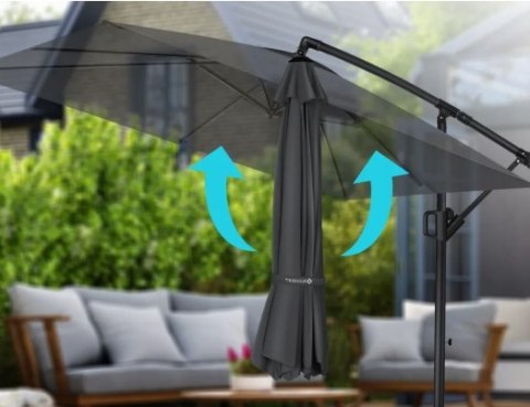 OGRODOWY PARASOL BOCZNY Z KORBĄ LED SOLARNY WODOODPORNY UV OGRODOWY PARASOL BOCZNY Z KORBĄ LED SOLARNY WODOODPORNY UV