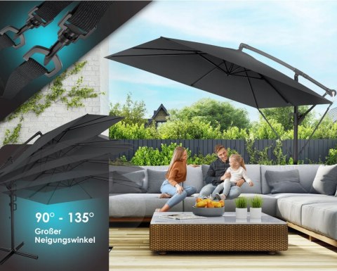 OGRODOWY PARASOL BOCZNY Z KORBĄ LED SOLARNY WODOODPORNY UV OGRODOWY PARASOL BOCZNY Z KORBĄ LED SOLARNY WODOODPORNY UV