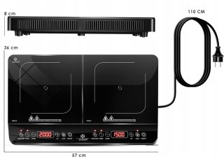 Płyta indukcyjna KESSER 2 pola 3500W Timer Dotykowa + Akcesoria