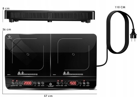 Płyta indukcyjna KESSER 2 pola 3500W Timer Dotykowa + Akcesoria Płyta indukcyjna KESSER 2 pola 3500W Timer Dotykowa + Akcesoria