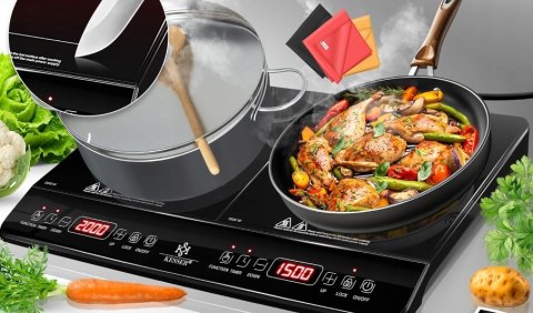 Płyta indukcyjna KESSER 2 pola 3500W Timer Dotykowa + Akcesoria Płyta indukcyjna KESSER 2 pola 3500W Timer Dotykowa + Akcesoria