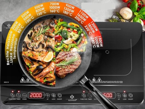 Płyta indukcyjna KESSER 2 pola 3500W Timer Dotykowa + Akcesoria Płyta indukcyjna KESSER 2 pola 3500W Timer Dotykowa + Akcesoria