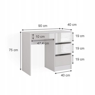 TOALETKA KOSMETYCZNA BIAŁA 90CM 4 PÓŁKI USZKODZONY ELEMENT