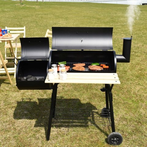 GRILL WĘGLOWY DWUKOMOROWY OGRODOWY Z TERMOMETREM KÓŁKAMI