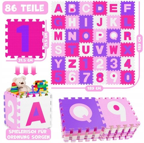 MATA PIANKOWA PUZZLE 86 ELEMENTÓW DLA DZIECI EDUKACYJNA LITERKI KIDIZ