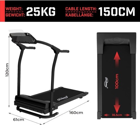 BIEŻNIA ELEKTRYCZNA SKŁADANA TRENAŻER DOMOWY 10 KMH FITNESS LCD