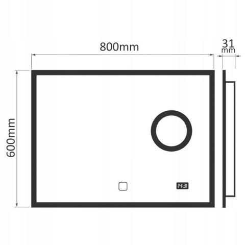 LUSTRO LED Z PODŚWIETLENIEM DO ŁAZIENKI Z CZUJNIKIEM DOTYKOWYM 80X60