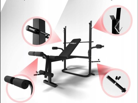 WIELOFUNKCYJNA ŁAWECZKA TRENINGOWA DO ĆWICZEŃ SIŁOWYCH ZE STACJĄ FITNESS